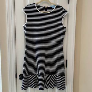 NEW WITHOUT TAG; PONTE KNIT CAP SLEEVE DRESS WITH FLOUNCE HEM; SIZE L